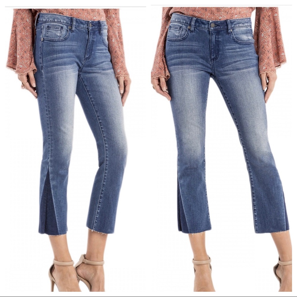 MISS ME M2034CO Medium Wash Mid Rise Cropped Slim Boot Cut Denim
